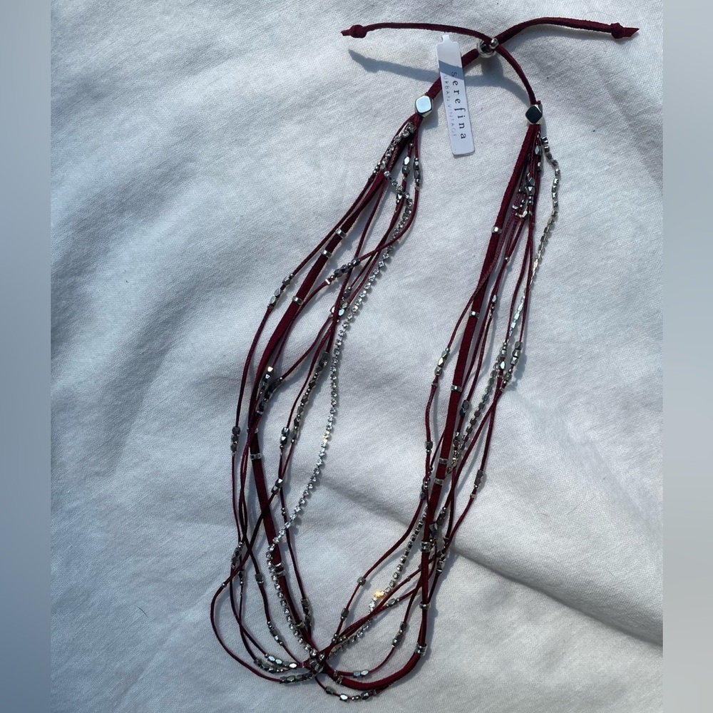 Serengeti Maroon and Silver Multi-Strand Necklace
